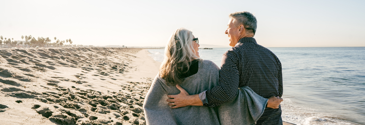 Couple walking on the beach